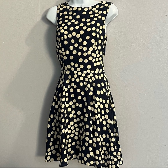 Geary Roark Navy and Cream Polka Dot Dress with Bow Size 4 - Picture 9 of 16